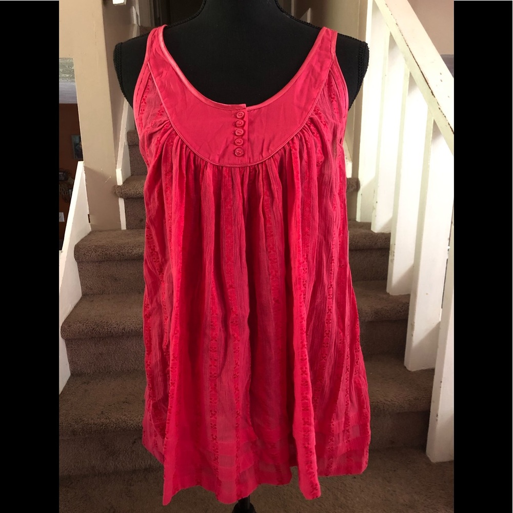 NWT French Connection Round Button Neck Red Tank Top